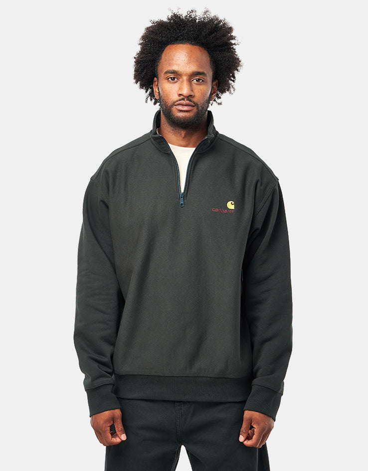 Carhartt WIP Half Zip American Script Sweat - Raven