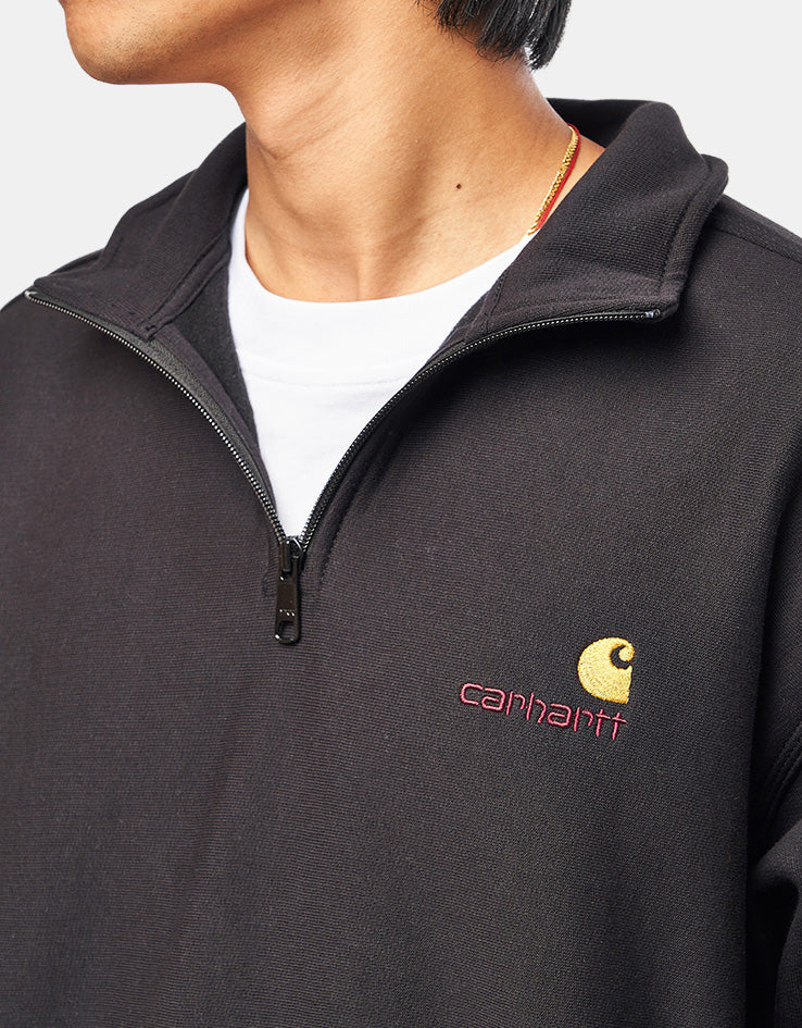 Carhartt WIP Half Zip American Script Sweat - Black