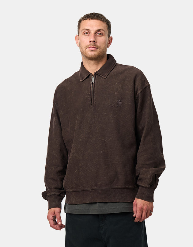 Carhartt WIP Lambert Polo Sweat - Tobacco (Moon Wash)