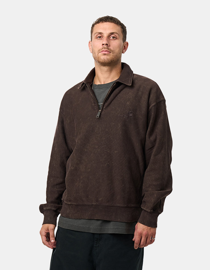 Carhartt WIP Lambert Polo Sweat - Tobacco (Moon Wash)