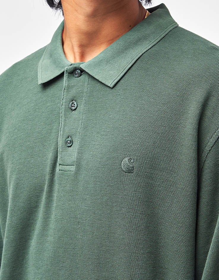 Carhartt WIP L/S Waffle Rugby Shirt - Dark Scarab (Garment Dyed)