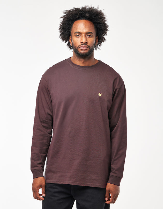 Carhartt WIP L/S Chase T-Shirt - Palisander/Gold
