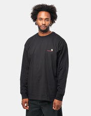 Carhartt WIP L/S American Script T-Shirt - Black