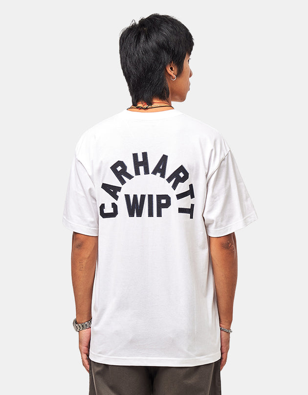 Carhartt WIP S/S Arch Script T-Shirt - White/Dark Navy