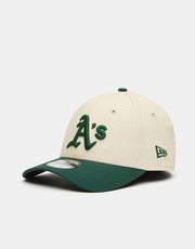 New Era Oakland A-s Colour Block 9FORTY® Strapback Cap - Light Cream/Dark Green