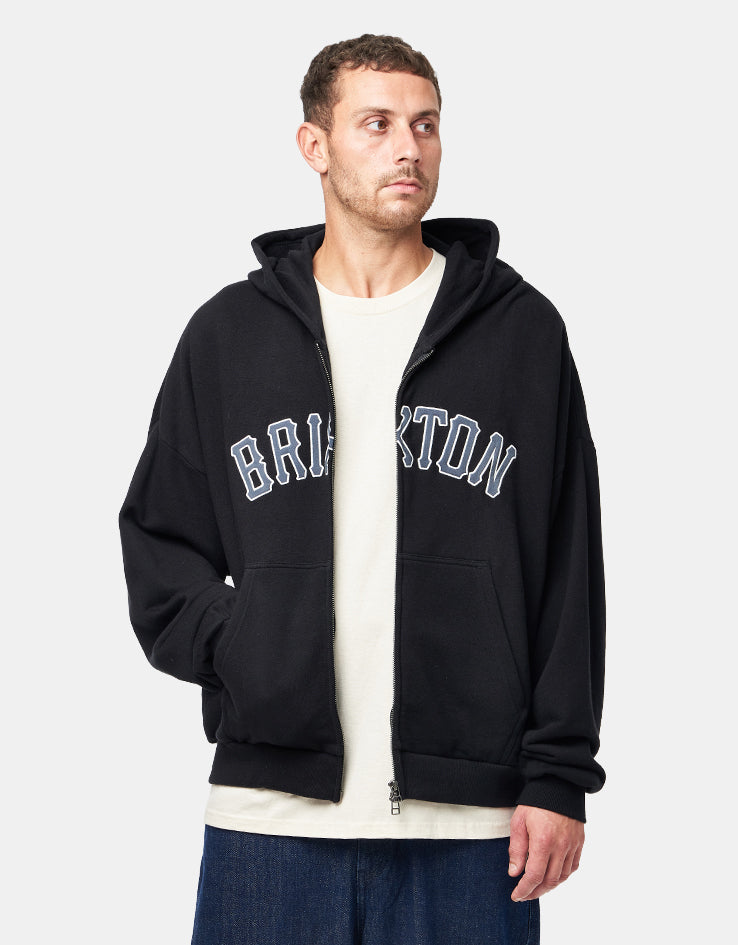 Brixton Dugout Zip Hoodie - Black/Grey