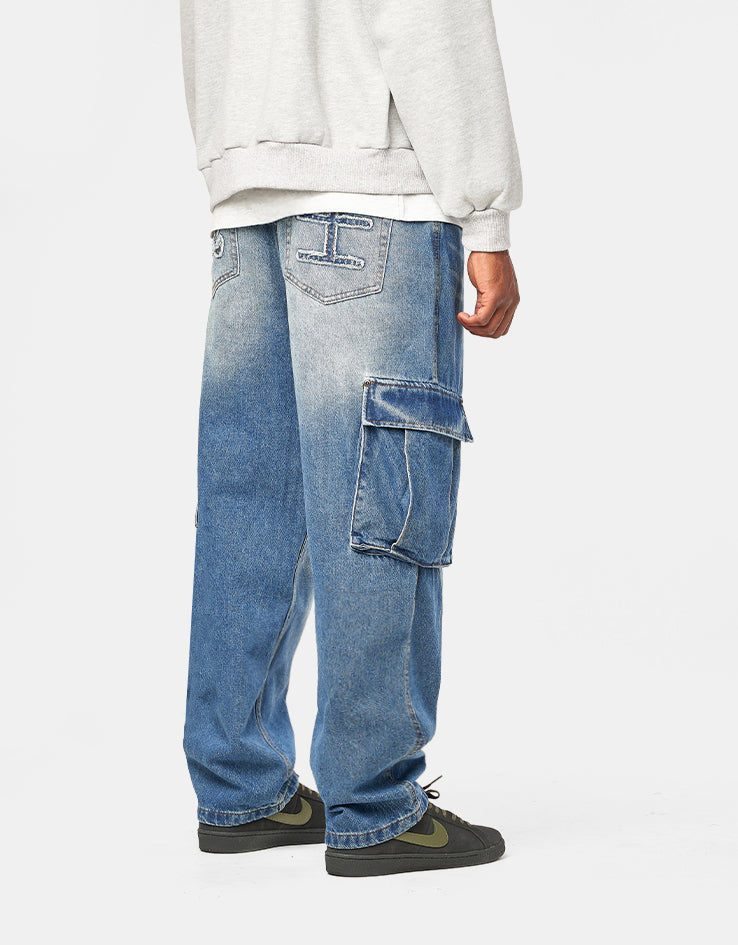 ICHPIG Warrior Cargo Jeans - Faded Indigo
