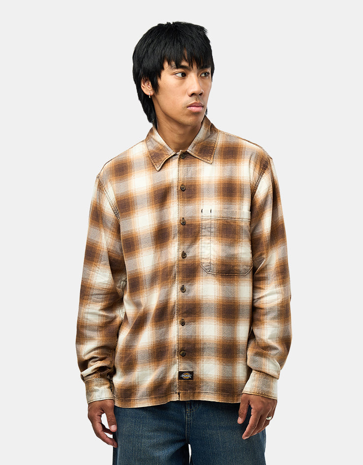 Dickies Gulfport L/S Flannel Shirt - Chocolate Brown