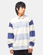 Vans 2-Tone Stripe Ward L/S Rugby Shirt - Marshmallow/Soft Slate