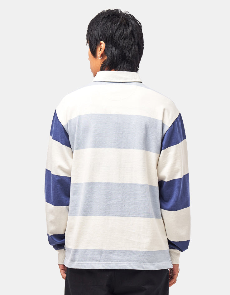 Vans 2-Tone Stripe Ward L/S Rugby Shirt - Marshmallow/Soft Slate
