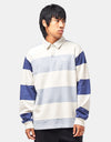 Vans 2-Tone Stripe Ward L/S Rugby Shirt - Marshmallow/Soft Slate