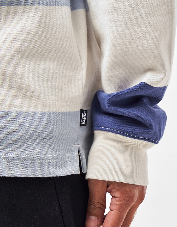 Vans 2-Tone Stripe Ward L/S Rugby Shirt - Marshmallow/Soft Slate