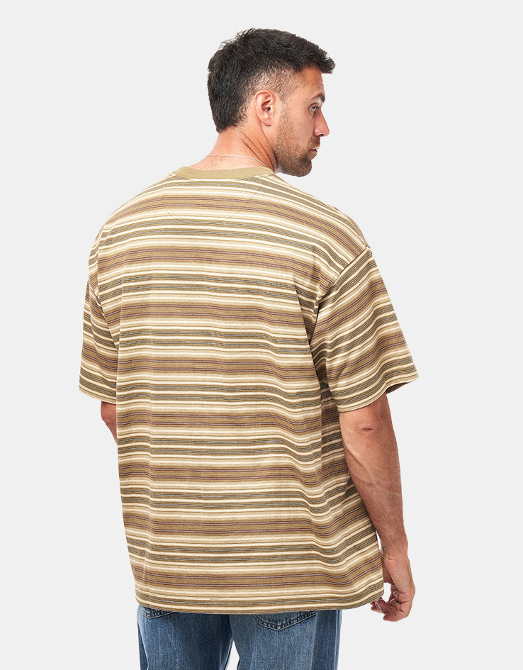 Vans Stripe Ringer Loose T-Shirt - Olive Brown