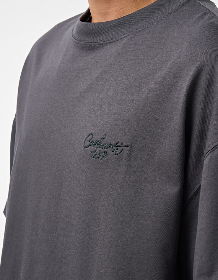 Carhartt WIP S/S Signature Script T-Shirt - Graphite/Dark Scarab