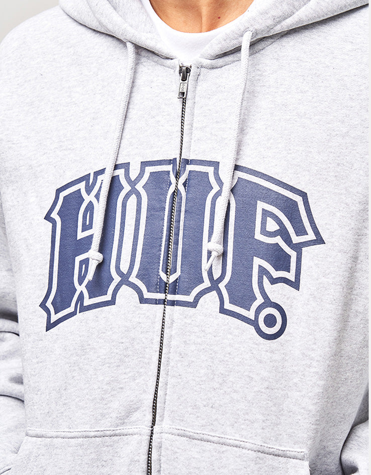 HUF Classic Arch Full Zip Hoodie - Heather Grey/Navy
