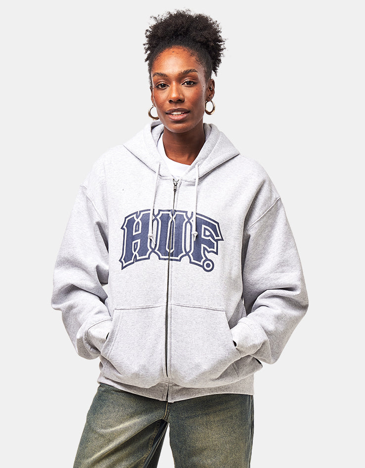 HUF Classic Arch Full Zip Hoodie - Heather Grey/Navy – Route One