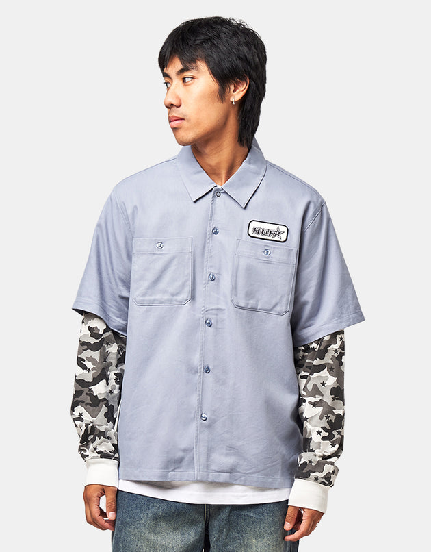 HUF Shadows L/S Work Shirt - Light Blue