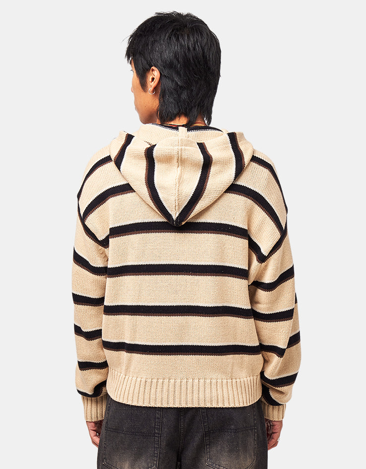 HUF Banks Full Zip Striped Hoodie - Tan