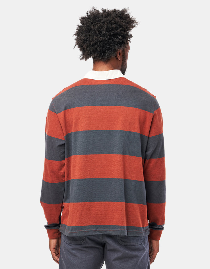 Patagonia L/S Rugby Shirt - Wide Stripe: Rusty Red