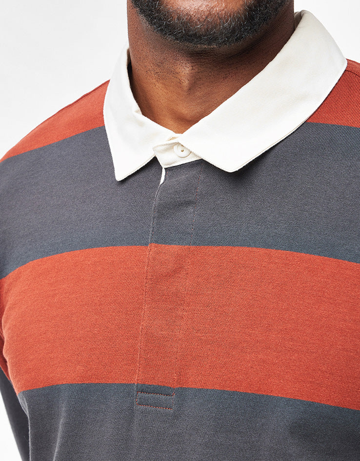 Patagonia L/S Rugby Shirt - Wide Stripe: Rusty Red