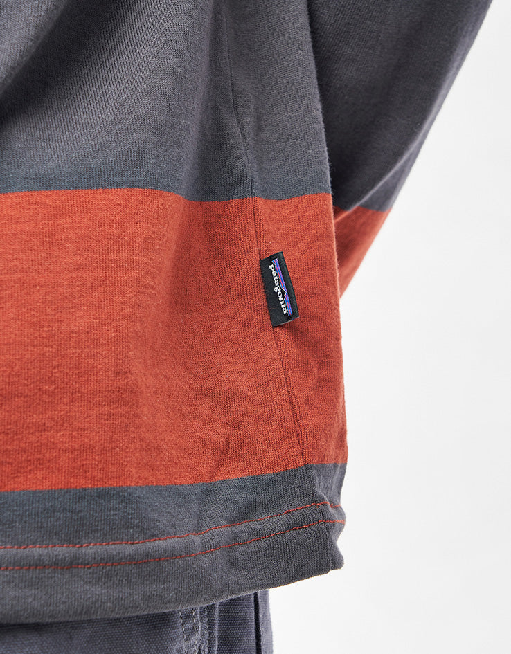 Patagonia L/S Rugby Shirt - Wide Stripe: Rusty Red