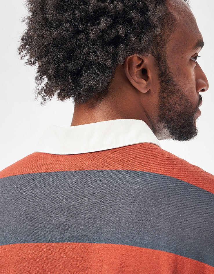 Patagonia L/S Rugby Shirt - Wide Stripe: Rusty Red