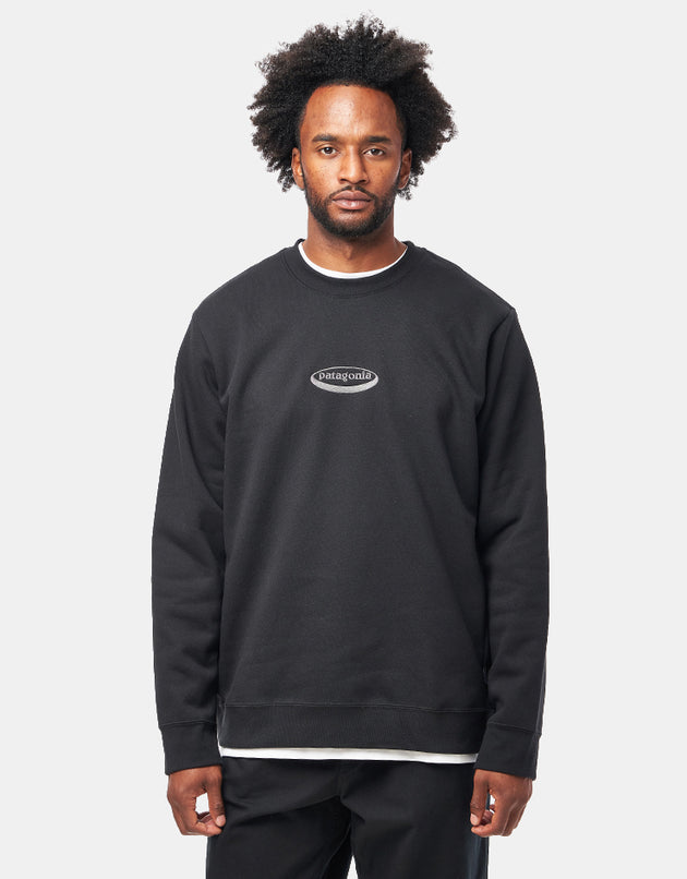 Patagonia '95 Oval Logo Uprisal Crew Sweatshirt - Black