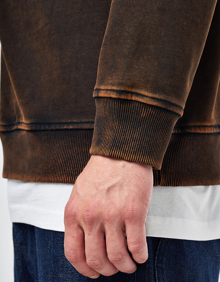 Route One 1/4 Zip Sweat - Black (Acid Wash)