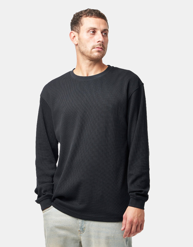 Route One L/S Waffle T-Shirt - Black
