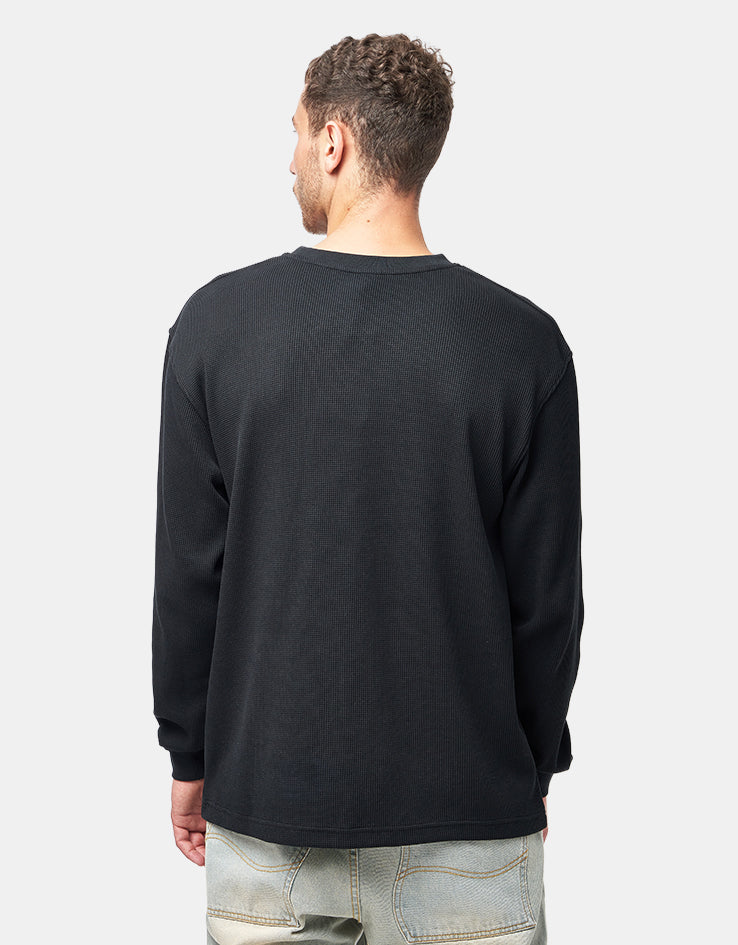 Route One L/S Waffle T-Shirt - Black