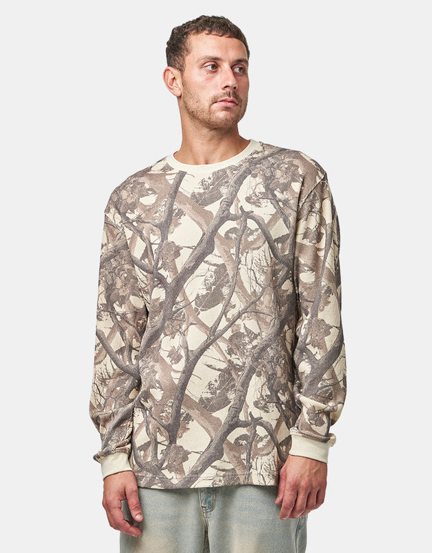 Route One L/S Waffle T-Shirt - Tree Camo (Brown)
