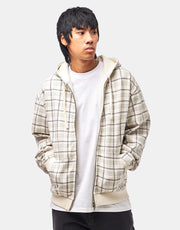 Route One Heavyweight Zip Hoodie (400gsm) - Plaid (Cream)