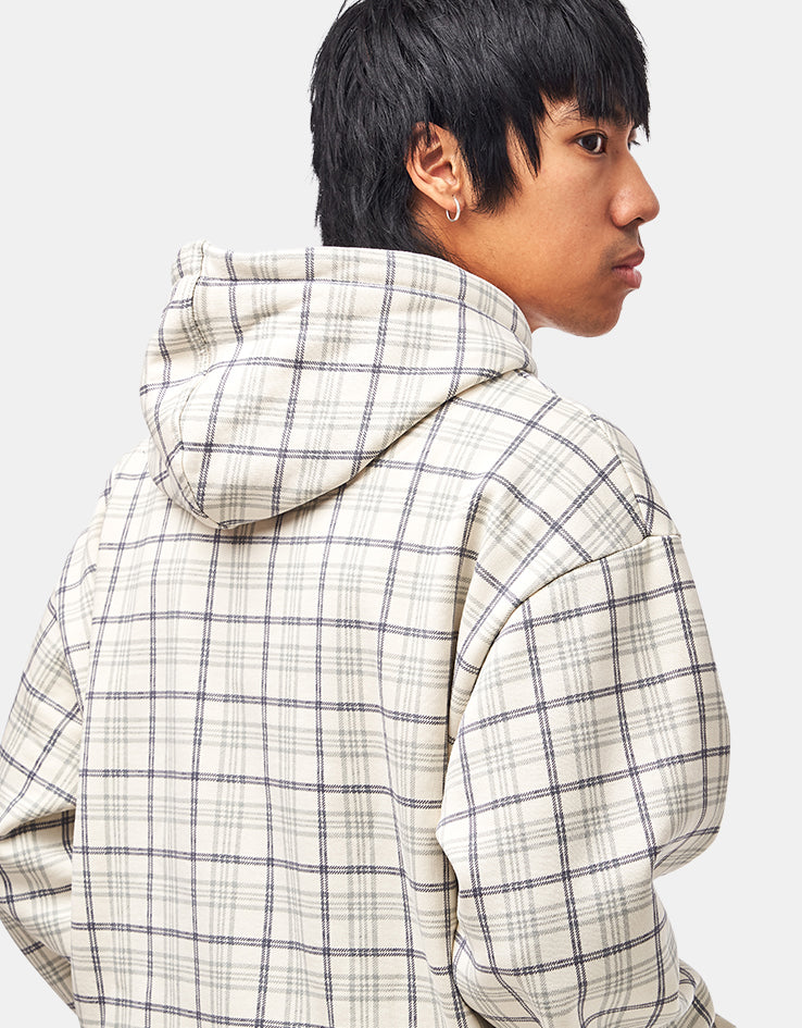 Route One Heavyweight Zip Hoodie (400gsm) - Plaid (Cream)
