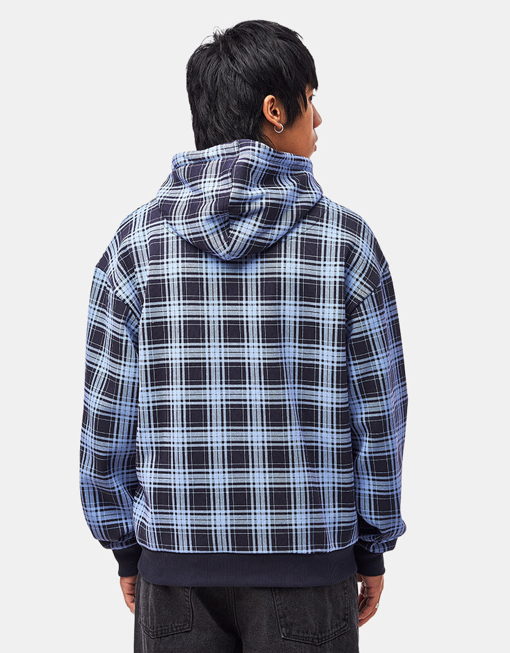 Route One Heavyweight Zip Hoodie (400gsm) - Plaid (Navy)