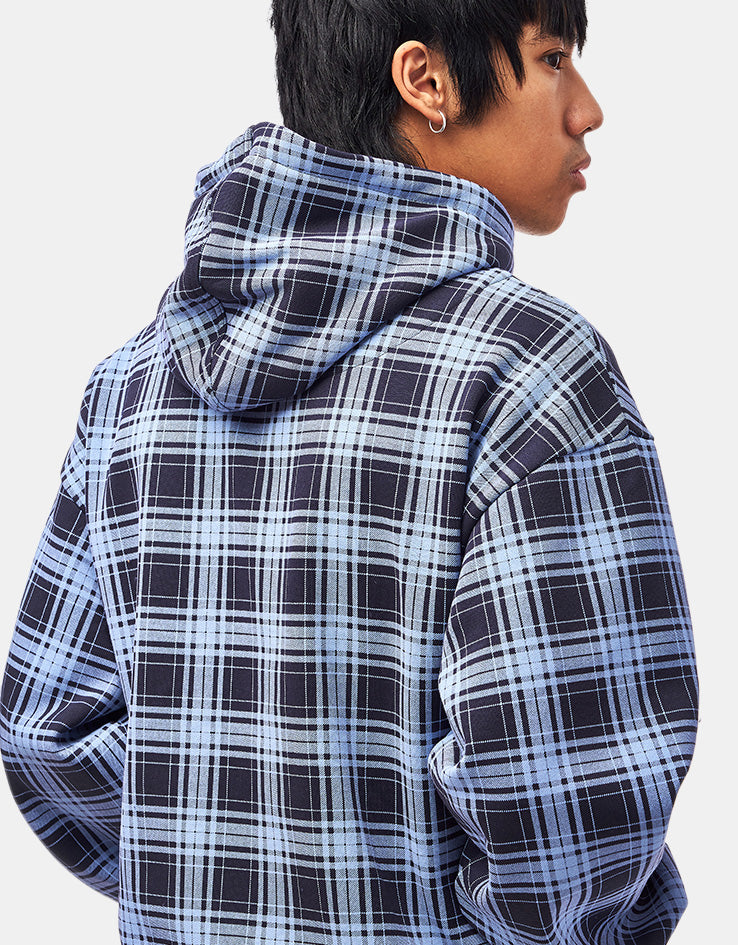 Route One Heavyweight Zip Hoodie (400gsm) - Plaid (Navy)