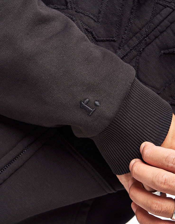 Route One Heavyweight Applique Zip Hoodie (400gsm) - Tribe (Black)