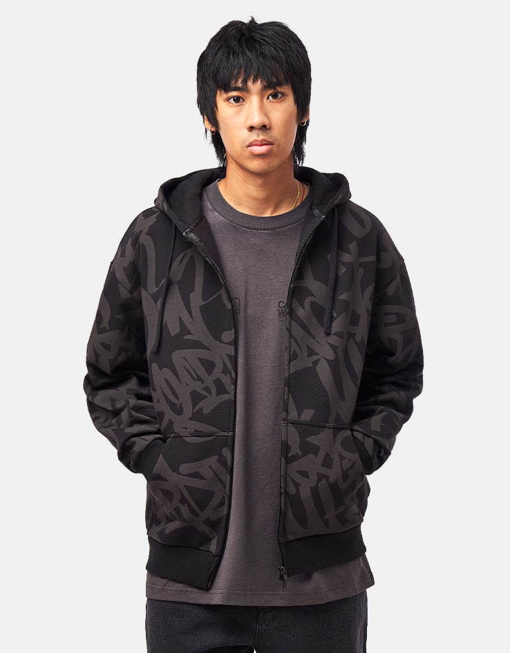 Route One Heavyweight Zip Hoodie (400gsm) - Lightening (Black)
