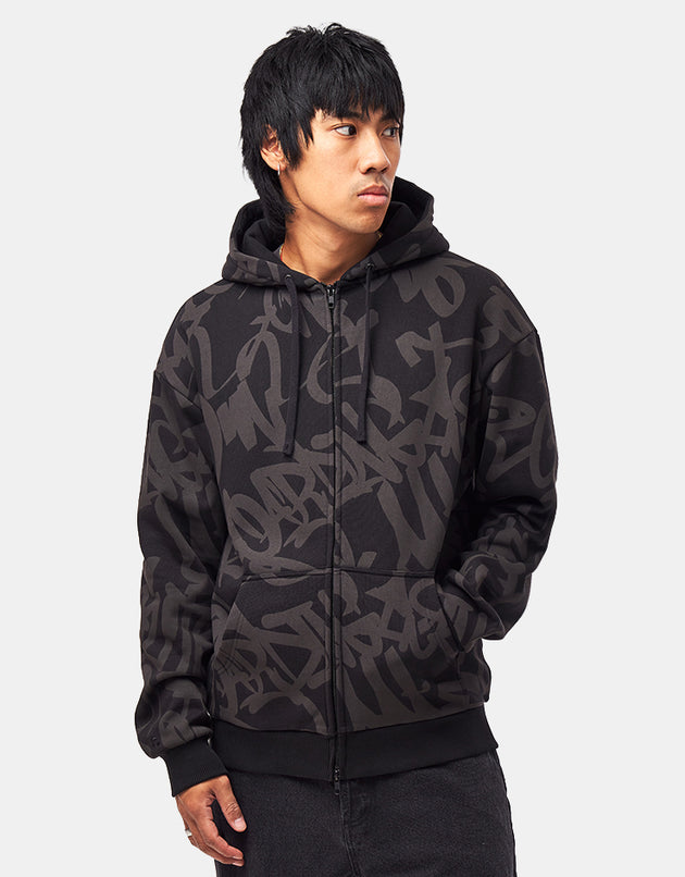 Route One Heavyweight Zip Hoodie (400gsm) - Lightening (Black)