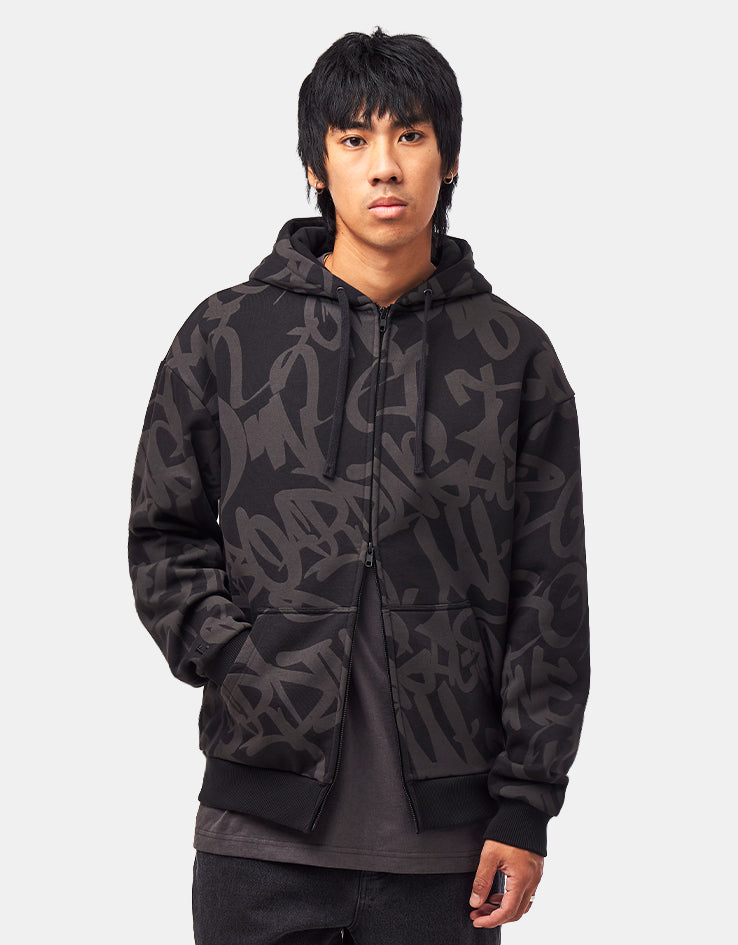 Route One Heavyweight Zip Hoodie (400gsm) - Lightening (Black)