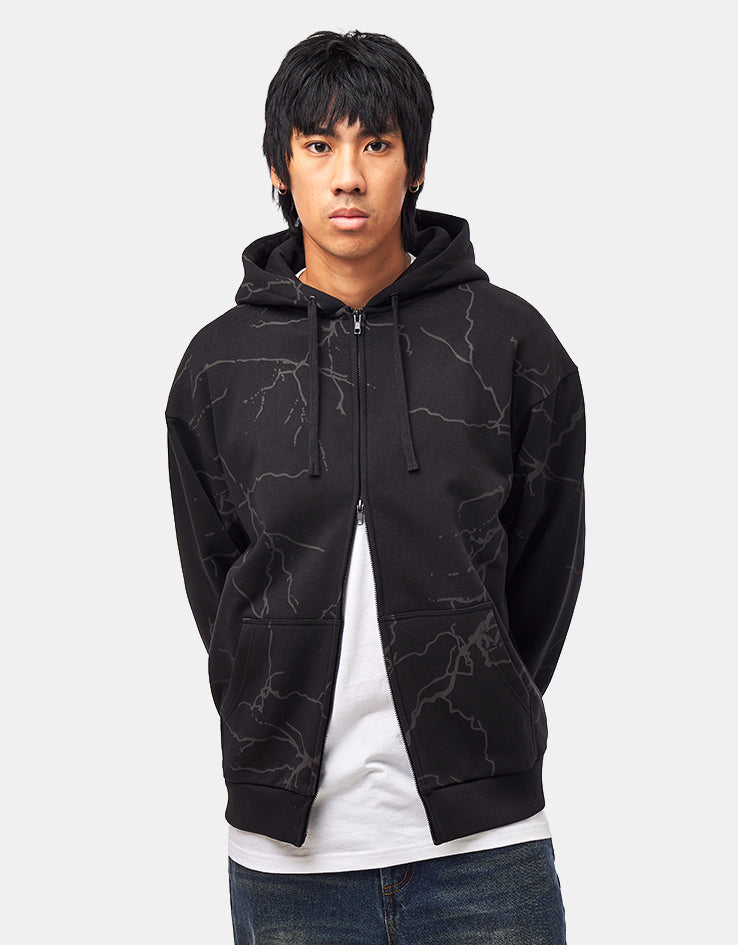 Route One Heavyweight Zip Hoodie (400gsm) - Writers (Black)