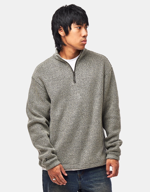 Route One Waffle Stitch 1/4 Zip - Fog