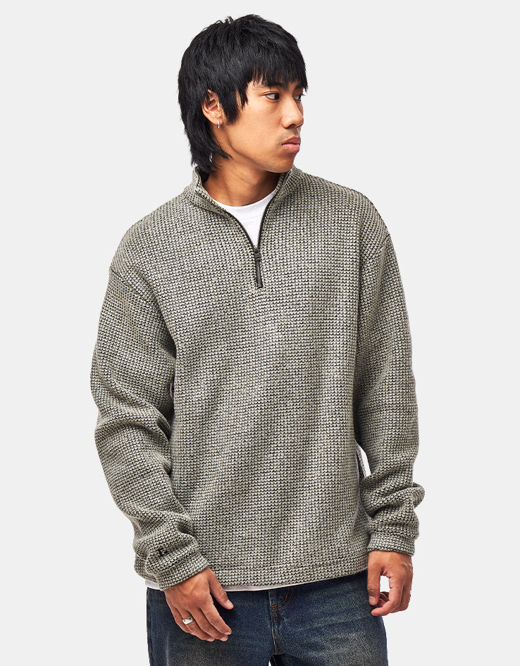 Route One Waffle Stitch 1/4 Zip - Fog
