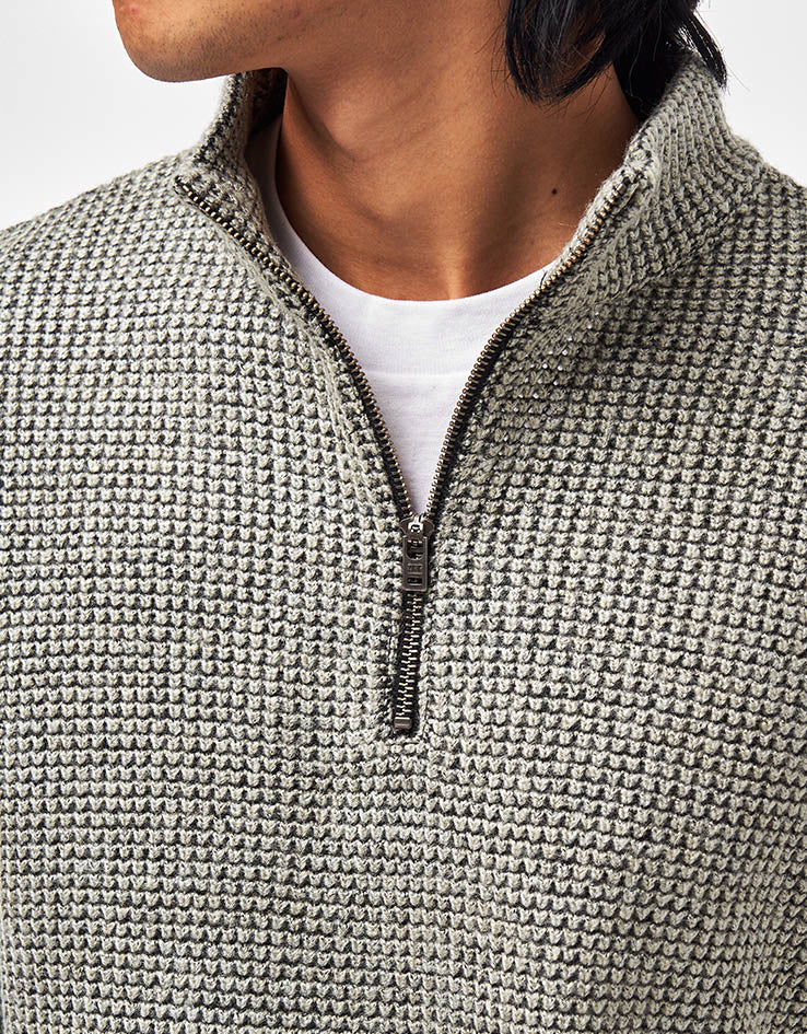 Route One Waffle Stitch 1/4 Zip - Fog
