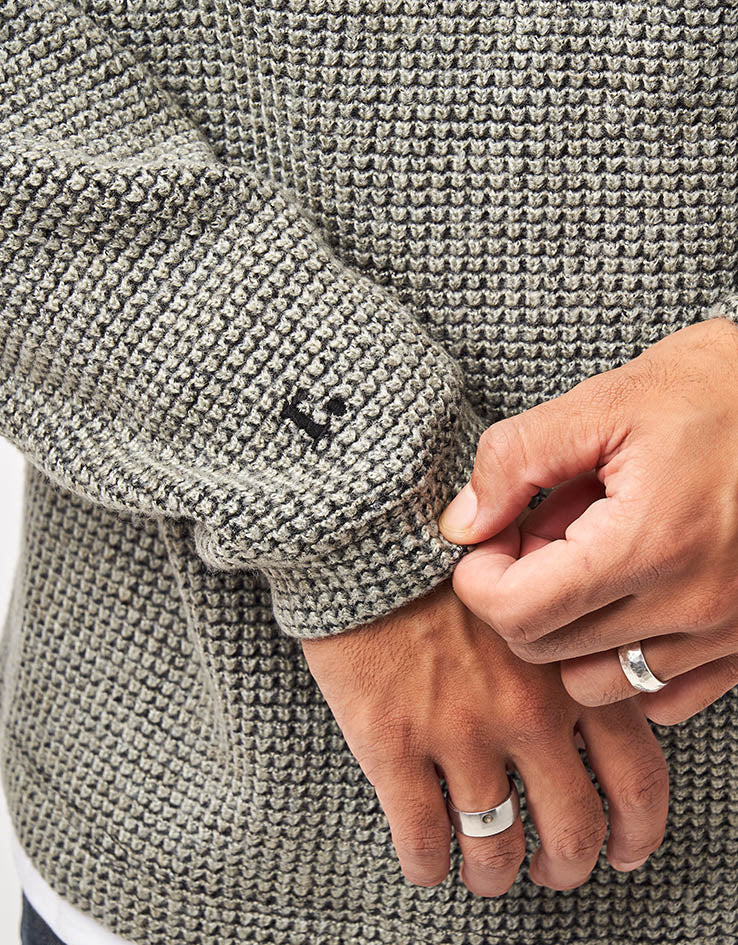 Route One Waffle Stitch 1/4 Zip - Fog