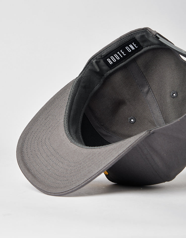 Route One Smile Snapback Cap - Charcoal