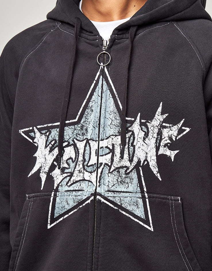 Welcome Allstar Cropped Zip Hoodie - Black
