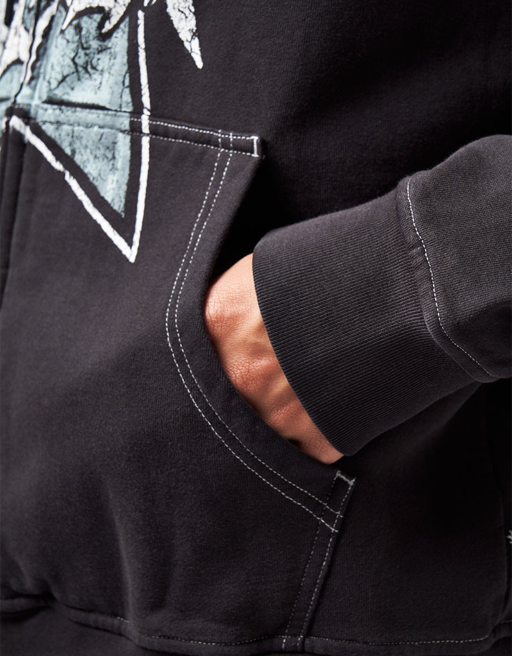 Welcome Allstar Cropped Zip Hoodie - Black