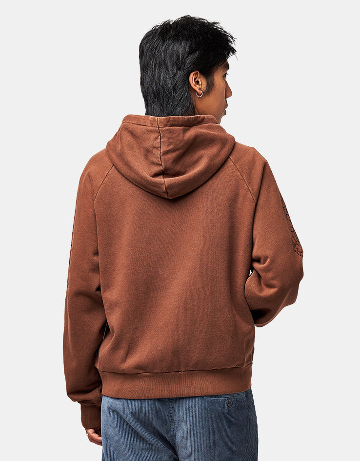 Welcome Grapple Cropped Zip Hoodie - Brown
