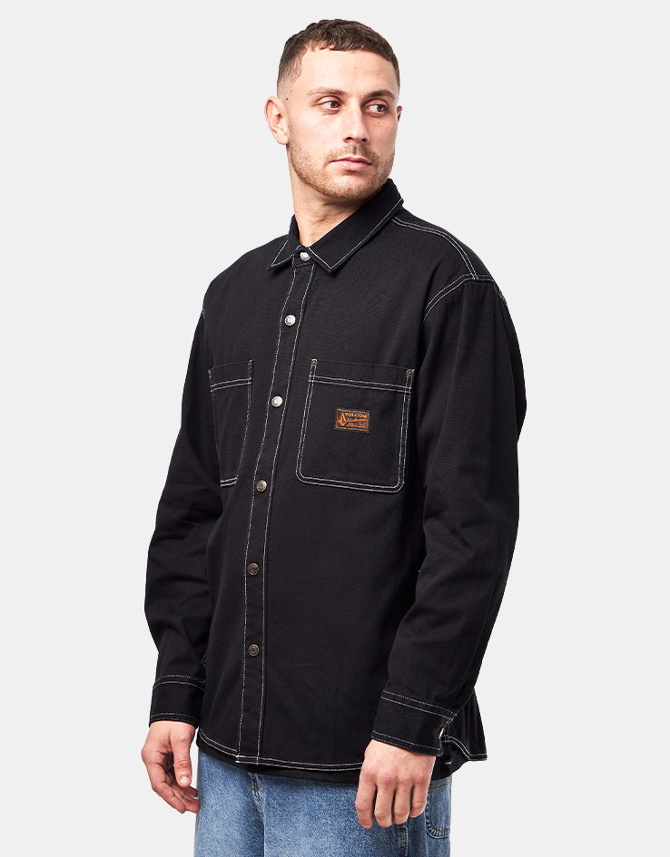 Volcom Levelstone L/S Shirt - Black/White
