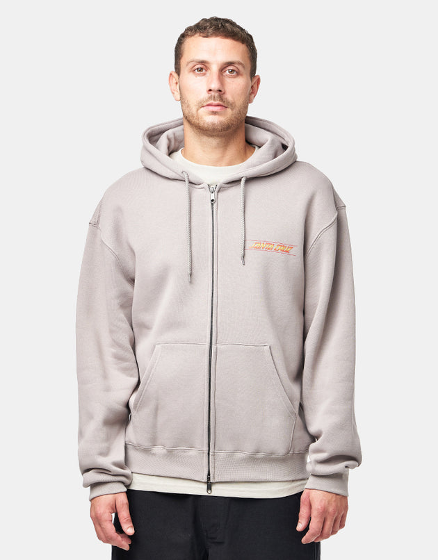 Santa Cruz Classic Strip Fade Embroidered Zip Hoodie - Warm Grey